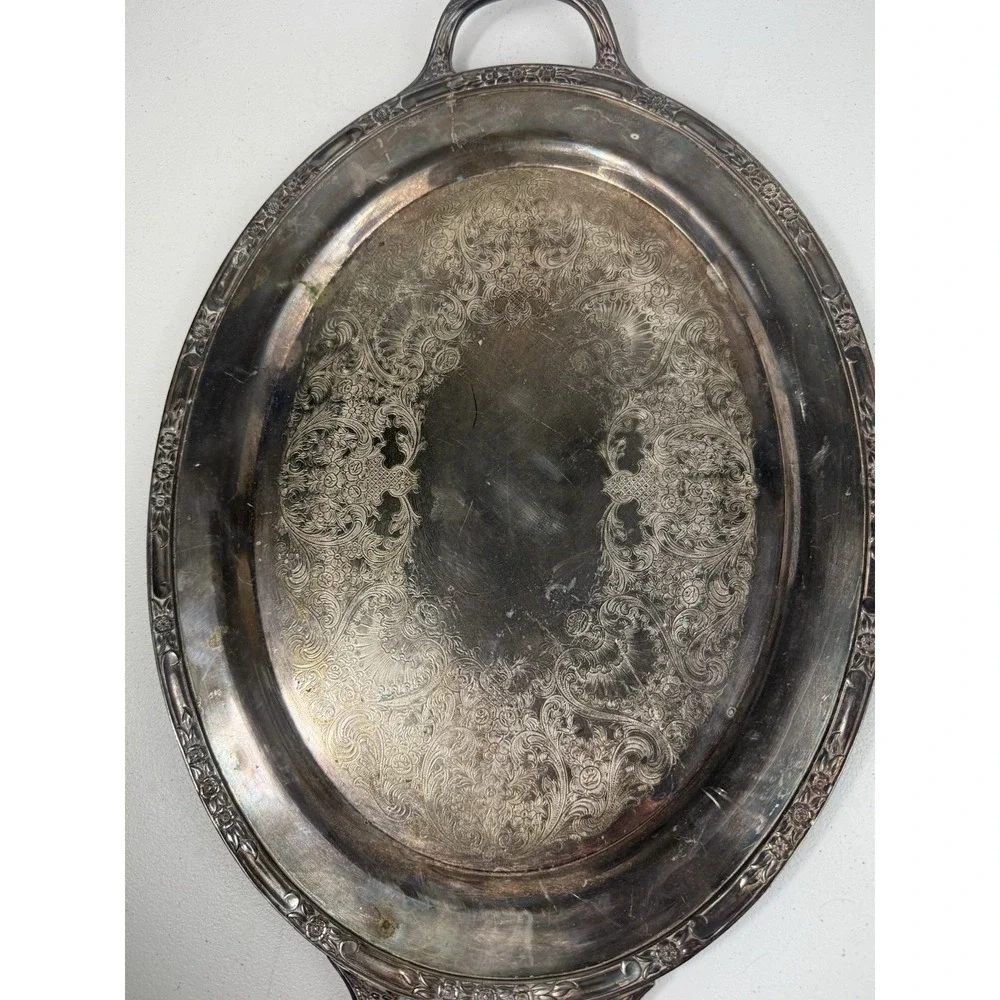 Antique Rogers and Bro 2380 Silver Heritage Serving Tray Victorian Style